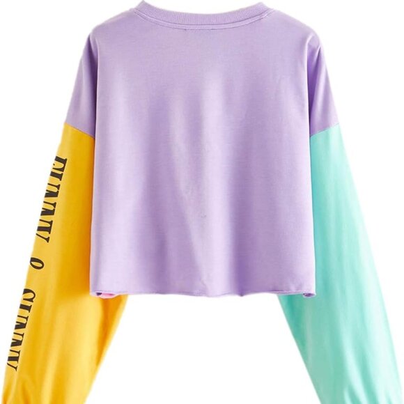 Funny & Sunny Print Color Block Sweater Top - Picture 2 of 4